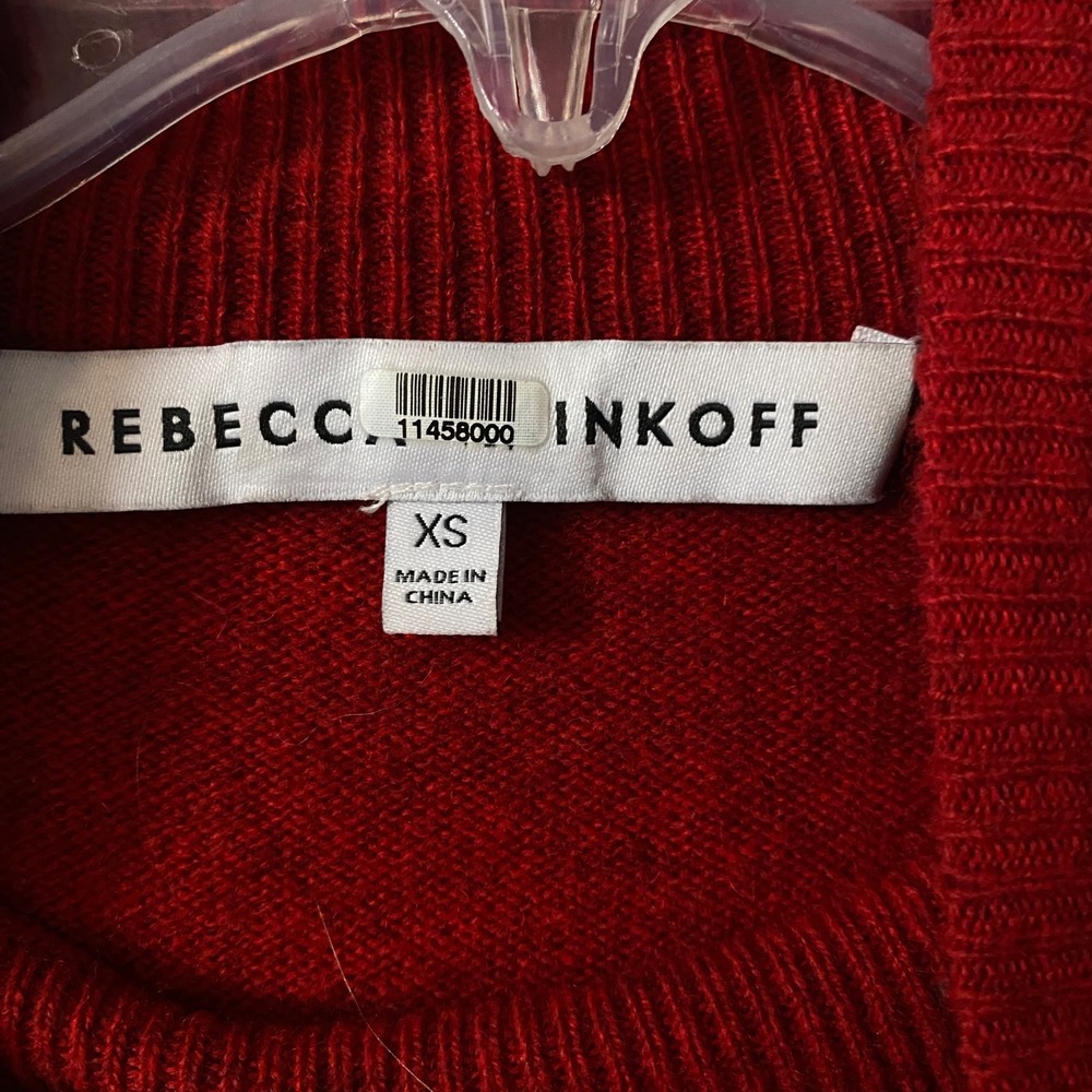 Rebecca‎ Minkoff Red Ruffle Turtleneck Wool Blend Sweater Dress Size XS - Picture 4 of 6